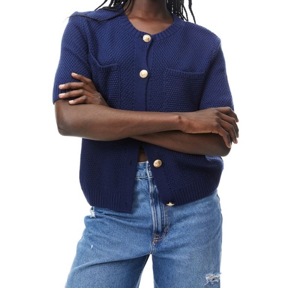 H&M Textured Knit Short Sleeve Cardigan - M - Picture 4 of 10